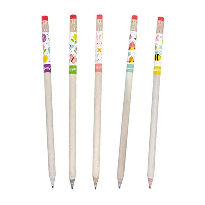 Bubble Gum, Jelly Bean, Cotton Candy, Tutti Frutti, and Sour Apple scented Spring Pencils out of tubes fanned out